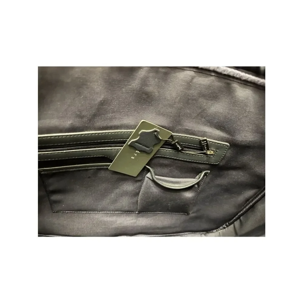PEDRO Navy Blue Leather Briefcase Shoulder Bag Computer Padded Travel NWT